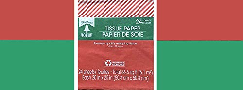 Papier de soie de Noël rouge et vert Greenbrier lot de 24 feuilles unies pour emballage
