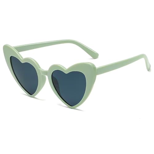 Gafas de sol en forma de corazón para mujer, lentes de sol vintage con forma de corazón, lentes de fiesta para mujer, fiesta de verano (verde)