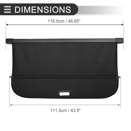 Motoforti Car Trunk Retractable Cargo Cover for Land Rover Range Rover Sport 14-22 Rear Trunk Parcel Shelf Luggage Security Shield Shade, Canvas, Gloss Black by Motoforti - Used condition - Image 7