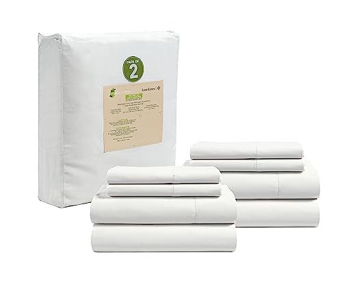 Image of LANE LINEN 100% Organic Cotton King Sheet Set, 4Pc Cotton Sheets King Size, Breathable Bedding Sheet & Pillowcases, Hotel Luxury Bed Sheets Set, 15 inch Deep Pocket - White King Sheets (2 Pack)