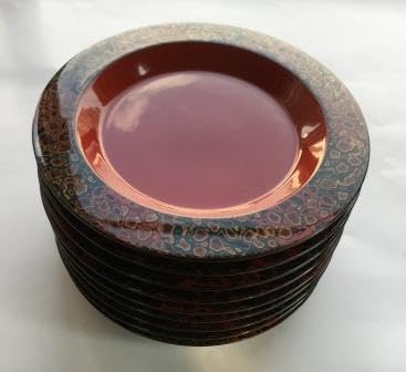 Tsugaru Lacquerware Natural Wood Plates with a Diameter of about 5.9 inches (15 cm), Set of 10