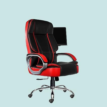 STMMZ paceX Leatherette Executive High Back Revolving Office Chair (Black & Red)