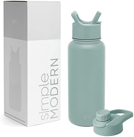 Simple Modern Water Bottle with Straw and Chug Lid Vacuum Insulated Stainless Steel Metal Thermos Bottles | Reusable Leak Proof BPA-Free Flask for Sports Gym | Summit Collection | 32oz, Sea Glass Sage