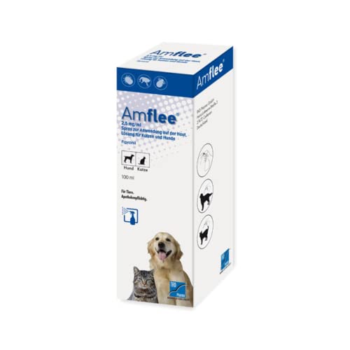 Amflee Hund & Katze, Fipronil Spray gegen Zecken, Flöhe und Haarlinge zur Anwendung auf der Haut, 2,5 mg/ml Lösung, 100 ml Cover