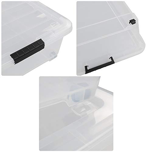 Asking 40 Quart Plastic Wheels Under Bed Storage Box, Latch Bin With Lid, Clear, 3-Pack #TOP2