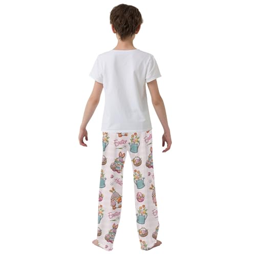 Easter Gnome Egg Floral Boys Long Pants Soft Trousers Elastic Waist Kids Lounge Bottoms with Pockets S-XL3