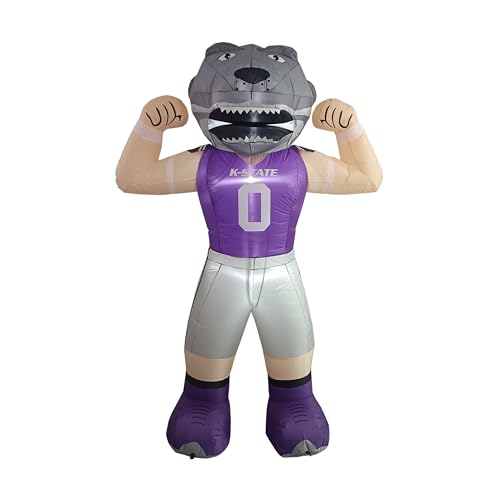 Logo Brands NCAA Kansas State Wildcats 7 FT Inflatable Mascot -Powerful 12V Blower & Fast Setup – LED Yard Decoration for Game Day, Tailgates, Holidays – NCAA Team Outdoor Décor