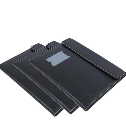 Image of Leather Document File Folder Executive Folder for Certificate A4 Size Document Organizer File - Black for Office, Home, Banks, Professionals (Pack of 3, 10 Sleeves)
