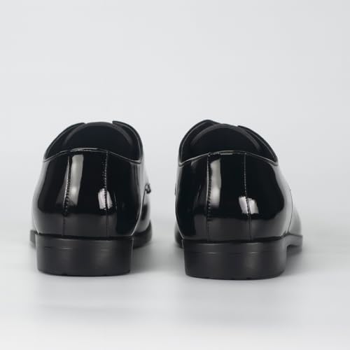 Mens Tuxedo Dress Shoes Faux Patent Leather Formal Oxford Lace-up Business Wedding Suit Dress Shoes Black4
