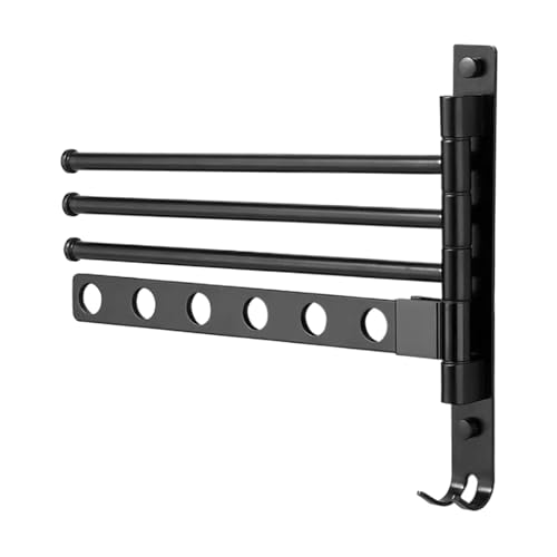 Toallero giratorio | Toallero de 4 brazos para pared de baño - Organizador giratorio soporte de pared gancho para lavandería sala de ducha balcón deportivo dormitorio salón cocina