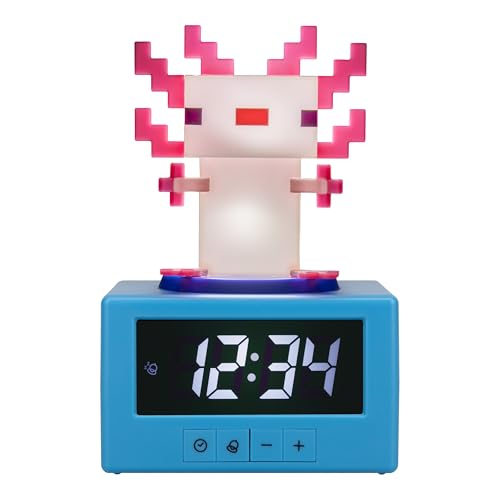 Paladone Minecraft Axolotl Reloj Despertador Digital con Función de Luz Nocturna, Juego con Licencia Oficial y Decoración de Dormitorio Regalo para Niños y Adolescentes
