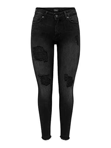 ONLY Damen Onlblush Mid Sk Raw ANK Dest Tai099 Noos Jeans, Washed Black, S...