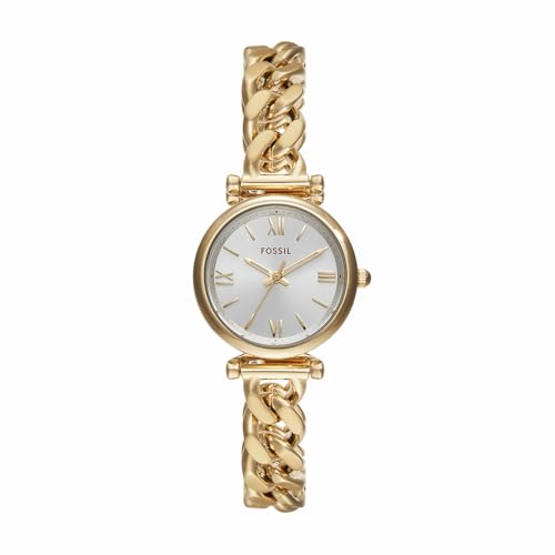 FOSSIL Carlie Watch für Damen, Goldfarbenes Quarz-Dreizeigerwerk mit Edelstahlarmband