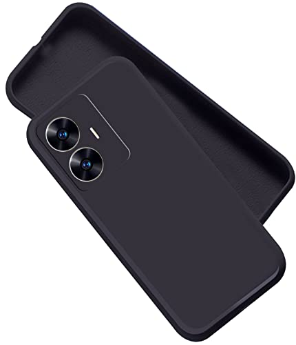 Image of A rtistque Liquid Silicone Back Cover Case for Realme Narzo N55 / Realme C55 Matte Shockproof TPU Soft Flexible with Camera Protection - Black