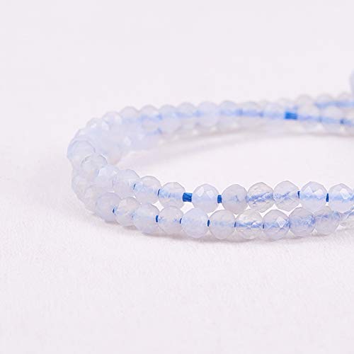 Airssory 2mm Natural Blue Lace Agate Loose Gemstone Beads Strands Faceted Round Ball Semi-Precious Stone Beads for Jewelry Making DIY Crafting Material - Image 2