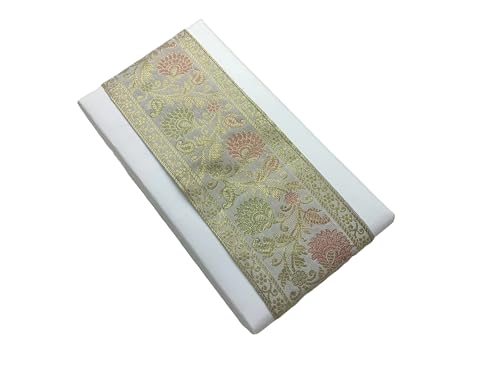 Image of Brocade Ethnic Work 9 Meter Laces and Borders Material for Dresses, Sarees, Lehenga, Suits, Blouses, Dupatta, chunri and Crafts (Gray)