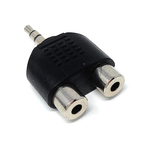 DRUT 2pcs 3.5mm Stereo Jack Plug to Twin RCA Phono Mono Splitter or Combiner Audio Adapter (Silver Black) - Image 3