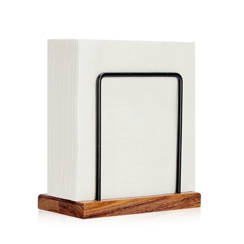 Asfrode Porte-serviettes en bois et métal : distributeur de serviettes en bois et métal pour cuisine, table à manger, pique-nique, mariage, restaurant, etc.