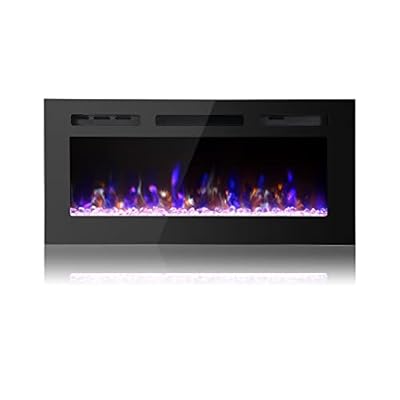 PAOLFOX 36 inch Electric Fireplace Insert,Wall Mounted,Wall Fireplace Electric with Remote Control,Linear Fireplace,Led Fireplace Recessed,12 Flame Colors