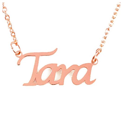 Kigu Tara personligt namn halsband justerbar kedja – 18 karat rosa guldpläterad förpackning