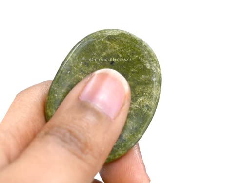 Image of Crystal Heaven Vesuvianite Crystal Thumb Worry Pebbles Stones For Anxiety Stress Relief Massage - Aaa Grade Original Healing Gemstone Agate Rubbing Stone For Yoga Meditation Spiritual Reiki Feng Shui