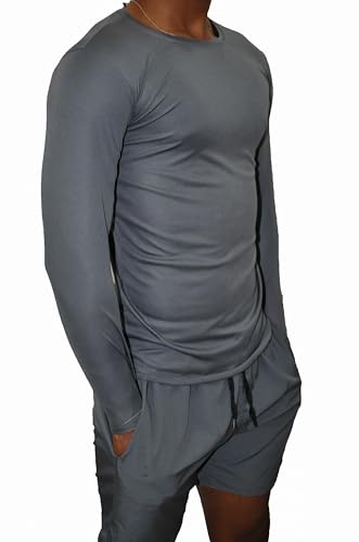 Kit 3 Camisetas Térmicas Proteção Solar Uv 50+ Manga Longa Dry Fit (AZUL PRETA CINZA, G)