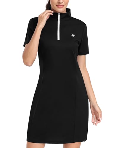 MoFiz Short Sleeve Polo Dresses with Stand-Collar for Women Comfy Sports Casual Dress Female Tennis Wear2
