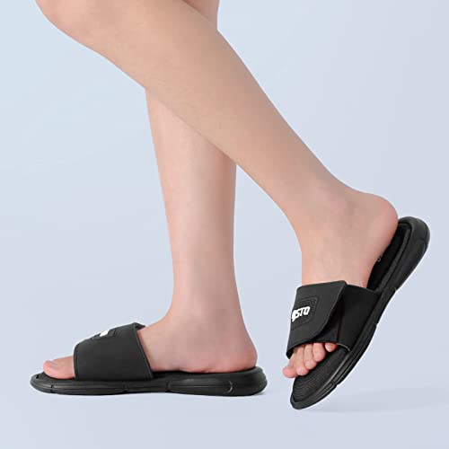 Stq Memory Foam Slides For Women Comfort Adjustable Sport Slide Sandals Athletic Arch Support Slip On Sandals All Black, 7 Us #TOP7