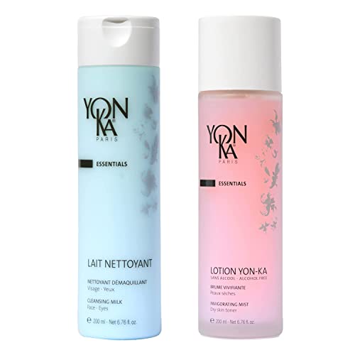 Yon-Ka Lait Nettoyant Cleanser and Lotion PS Toner Set, Gentle Milk Cleanser & Makeup Remover, Toner for Dry or Sensitive Skin