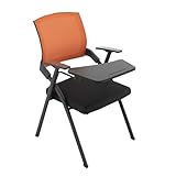 Silla plegable apilable con escritorio y reposabrazos, silla de conferencia de malla con tablero de escritura para reuniones y entrenamiento, diseño ergonómico para mayor comodidad y comodidad