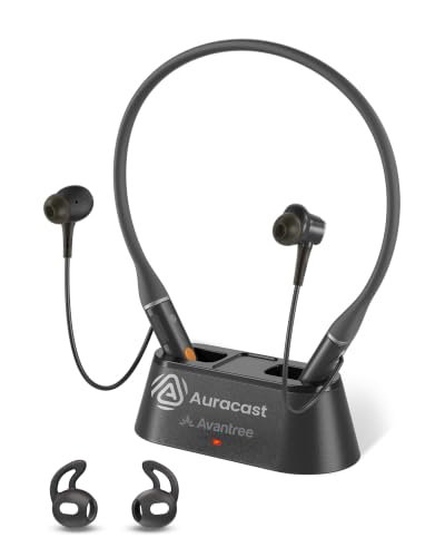 Image of Avantree Loop Dock - Auracast & Bluetooth Neckband Earbuds with Drop-in Charging Dock, Low-Latency Audio, 3 EQ Modes with Voice Clear, Comfortable All-Day Wear for TV, PC, Phone & Daily Listening