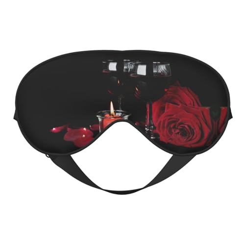 Máscara de ojos opaca suave de doble cara con rosa de vino tinto y vela, para relajación, cero presión, para dormir