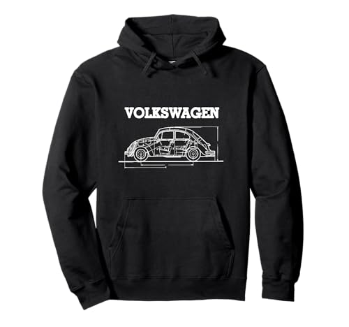 Volkswagen Beetle White Technical Diagram Pullover Hoodie