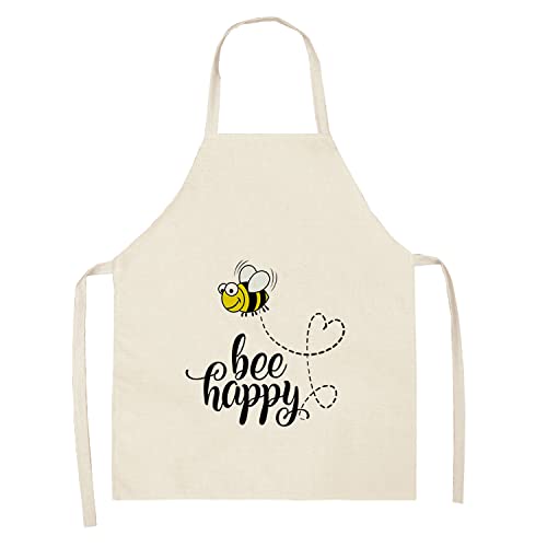 ShopINess Divertidos Delantales Abeja Unisex para Adultos y Niños - Bee Happy