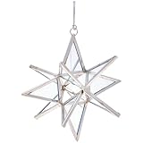 Handcrafted Stained Glass Moravian Star Ornament 3D Fair Trade Christmas Tree Decoration Multidimensional Home Decor Unique Design (Clear, Mini)