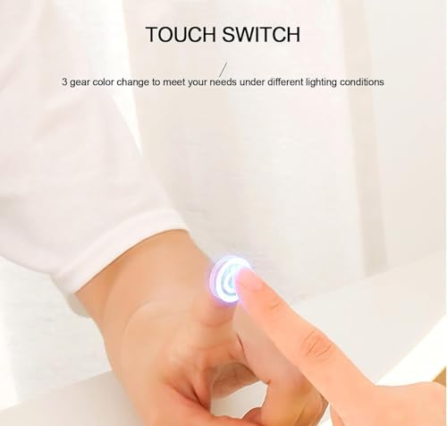 Espejo de maquillaje iluminado con luces LED regulables e interruptor táctil para mesa 8