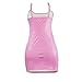 sedmoda Women Sexy Faux Leather Mini Dress Spaghetti Strap Bodycon PU Short Dresses Party Club Outfits Pink