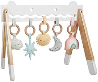 Haus Projekt Baby Play Gym, Wooden Activity Baby Gym with 5 Wood & Plush Toys, Teething Toy, Rainbow Baby Gym, Wooden Baby Toys, Baby Sensory Toy, Sun Face Play Gym