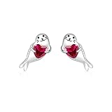 Cute Seal Earrings for Women - 925 Sterling Silver Birthstone Seal Stud Earrings Animal Jewelry Hypoallergenic Birthday Christmas Gift (Birthstone Jul.)