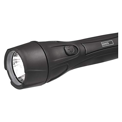 EMOS - ultraleichte LED-Taschenlampe - stoßbeständig - 55lm, max. 125m - Kunststoff - 16 Stunden - batteriebetrieben (AA) - Band - für Innen - schwarz