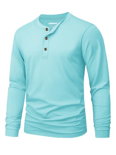 Image of MAGNIVIT Men's Long Sleeve Henley Shirts Cotton 3-Button Spring Casual T-Shirts Solid Color Soft Basic Tops 2026