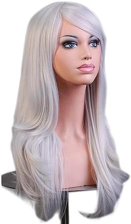 TRIXES Grey/Silver Wig – 20” Long Wavy Hair for Costume Party – Cosplay – Fancy Dress Wig, Fancy Dress Parties Accessories – Stag Do – Hen Do