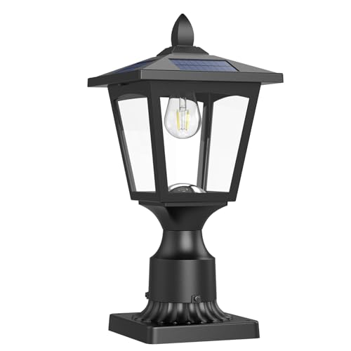 Greluna Solar Post Lights Outdoor, Solar Lamp Post Lights for Pathway, Driveway, Front/Back Door, Pack 1