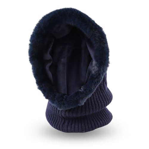 Image of Winter Fleece Balaclava Warm Men Hood Hat Knitted Hooded Scarf for Women Unisex Skull Cap
