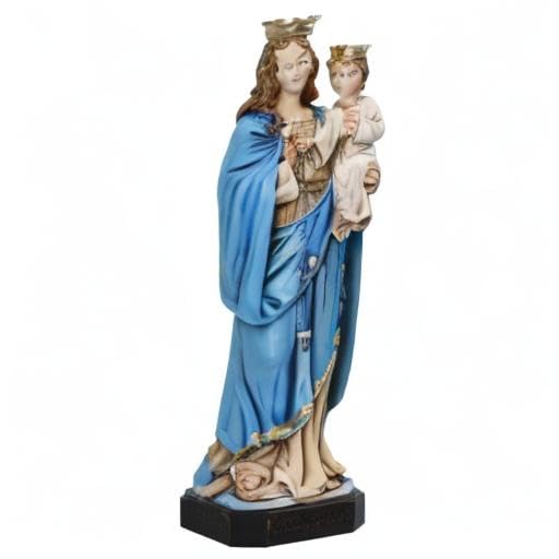 Generico ArteSacraCaravaggio Statua Madonna del Rosario, in marmo resina cm 28 (11,02 inches), per interni ed esterni, decorata a mano, produzione artigianale italiana