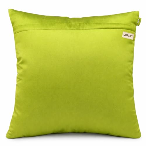 Image of LOFEY Dupion Silk Cushion Cover, 16 x 16 Inch (40 x 40 cm), Decorative Sofa Pillow Cover, Zipper Closure (2, Green)
