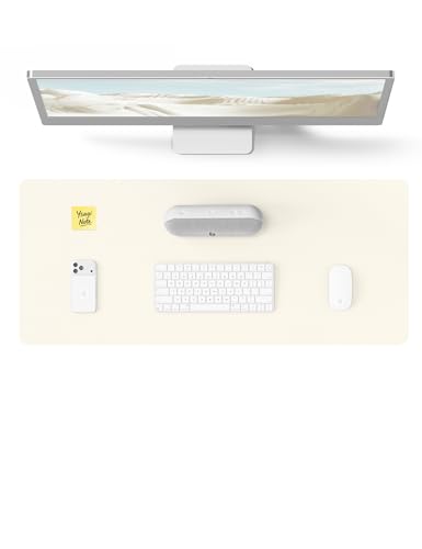 Image of YSAGi Leather Desk Pad Protector, Office Desk Mat, Large Mouse Pad, Non-Slip PU Leather Desk Blotter, Laptop Desk Pad, Waterproof Desk Writing Pad for Office and Home (Cream, 23.6 inch x 13.8 inch)