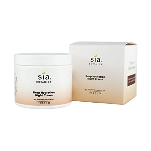 Sia Botanics Deep Hydration Night Face Cream (118ml/4oz Tub) | Facial Moisturizer w/Jojoba, Evening Primrose, Vitamin E | Natural, Clean, Botanical Skincare for Women Cover