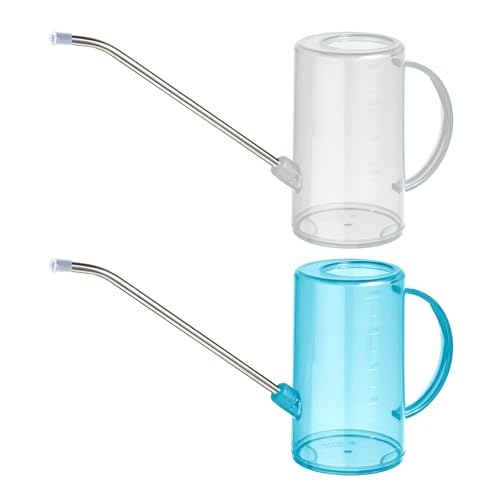 2er Pack Edelstahl Langer Auslauf Giesskanne,Minging1L Blumengießkanne Klein Garten Gießkanne Kunststoff Watering Can für Haus Bonsai Gartenblume Outdoor-Pflanzen Giesskanne für Zimmerpflanzen