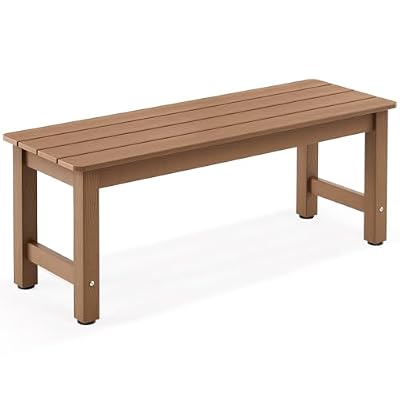 Outdoor Benches Weatherproof, 2-Person Poly Lumber Garden Bench, Brown